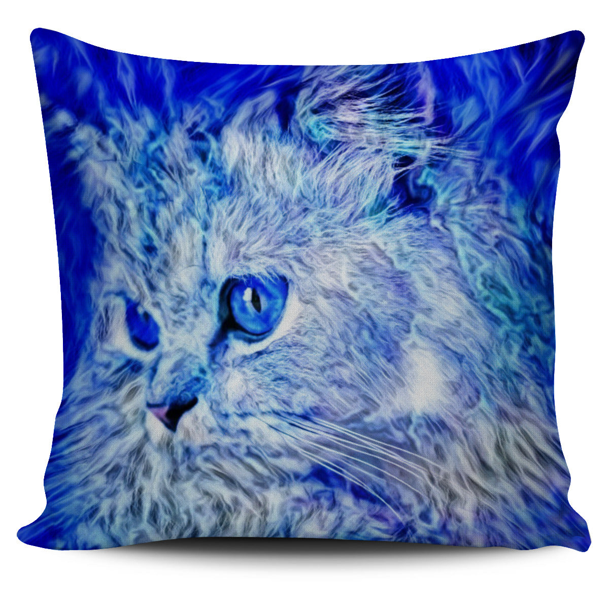 Blue Cat Pillow Cover - Modern Style