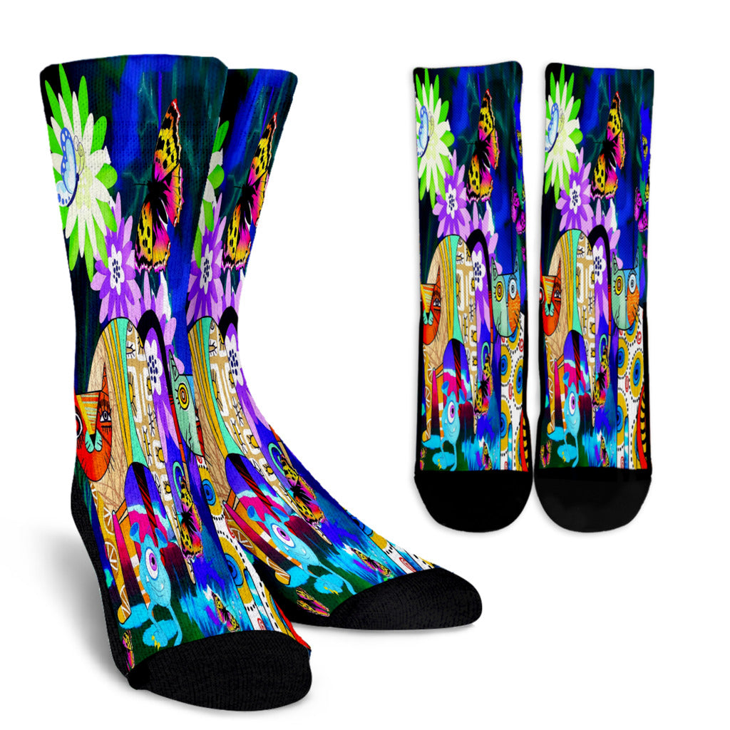 Abstract Cat Socks - Modern Style