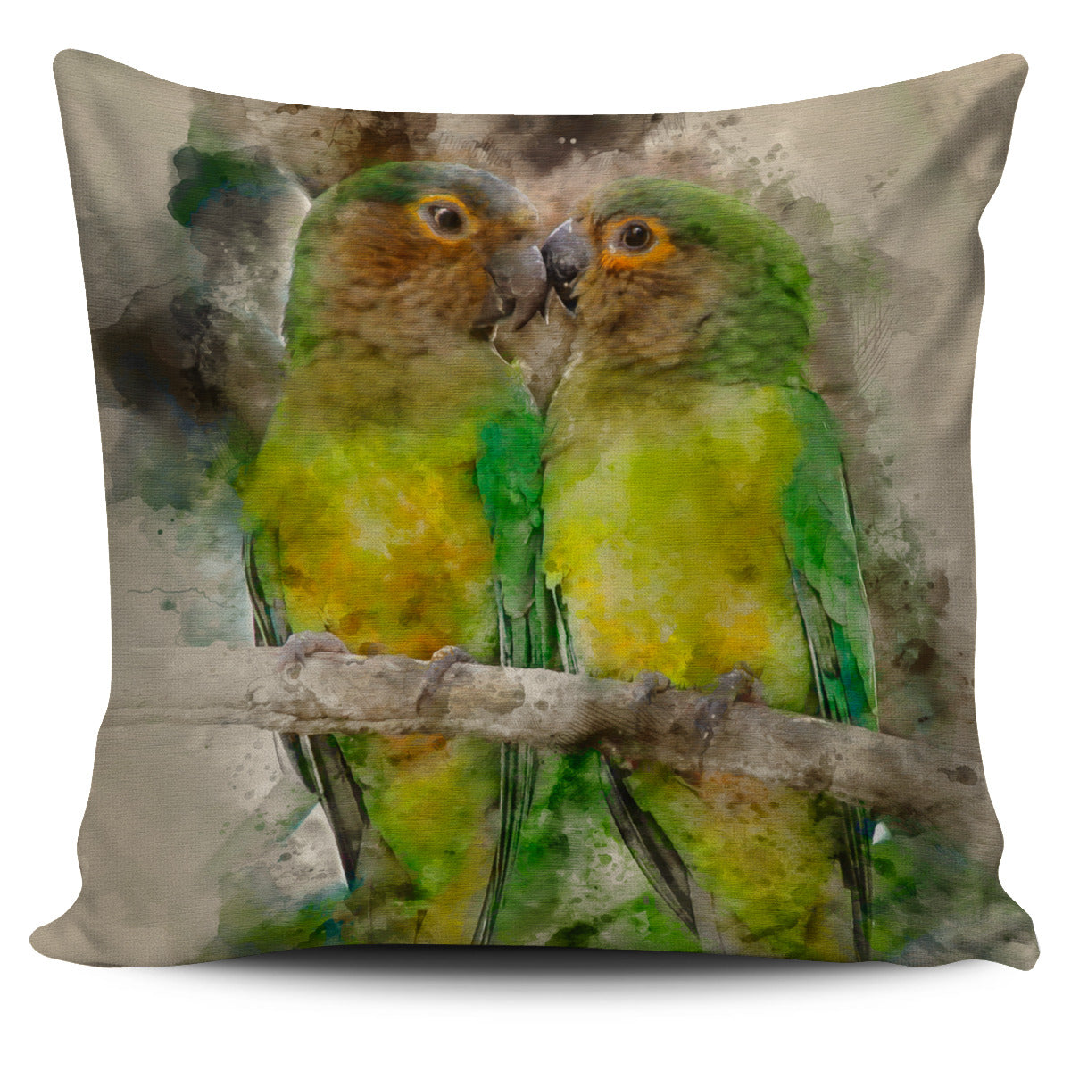 Brown Throated Parakeets Pillow Cover - Modern Style