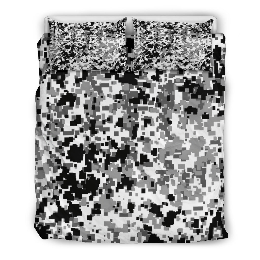 Digital Camo Black &amp; White Bedding - Modern Style