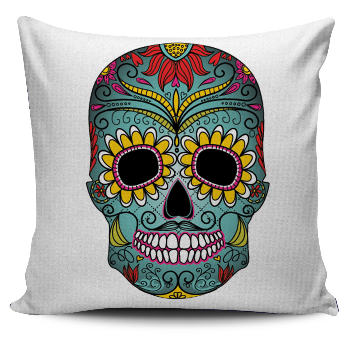 Green Skull Pillow Cover