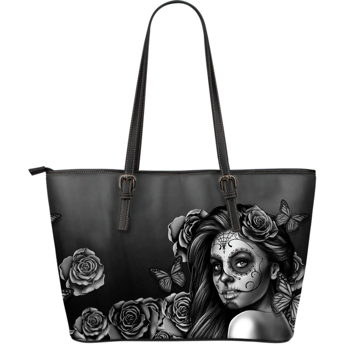 Large Leather Tote Calavera (Gray)