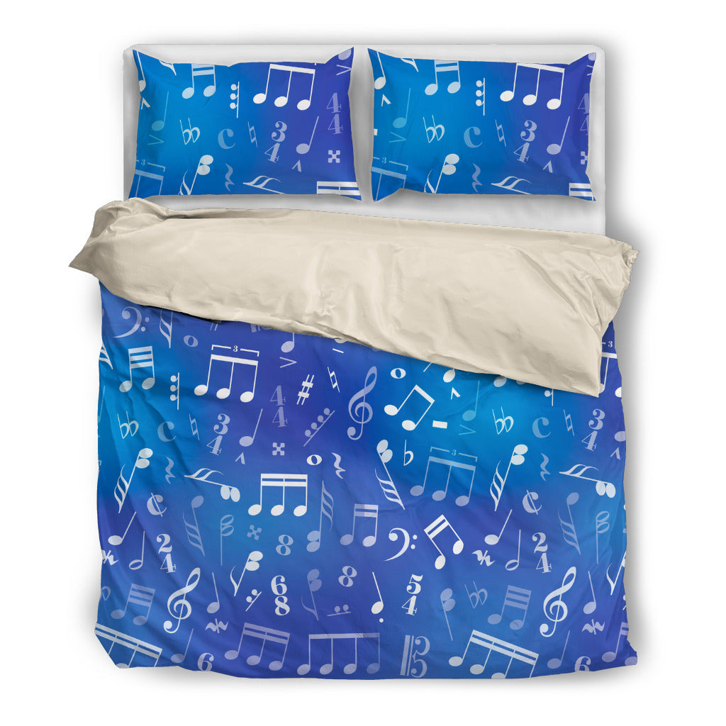 Blue Music Notes Bedding - Modern Style