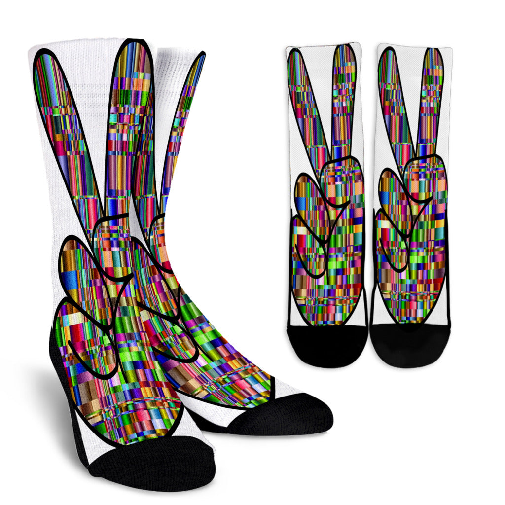 Colorful Prismatic Peace Sign Socks - Modern Style