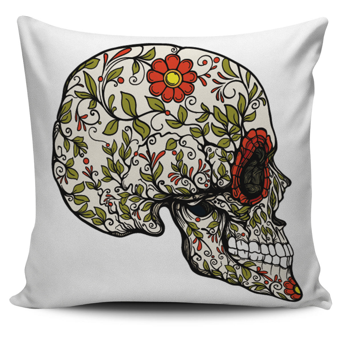Skull Profile Pillow Cover