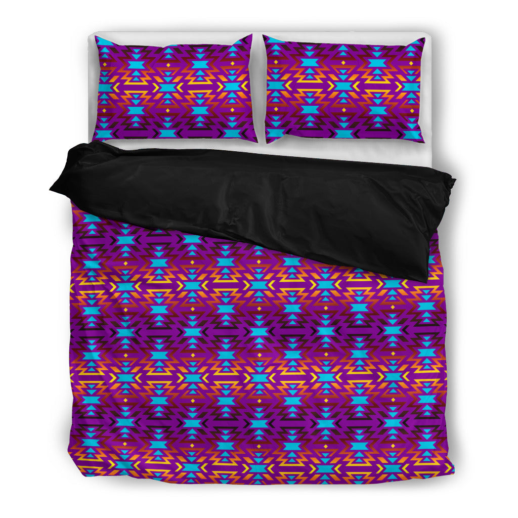 Fire Colors and Turquoise Purple Bedding