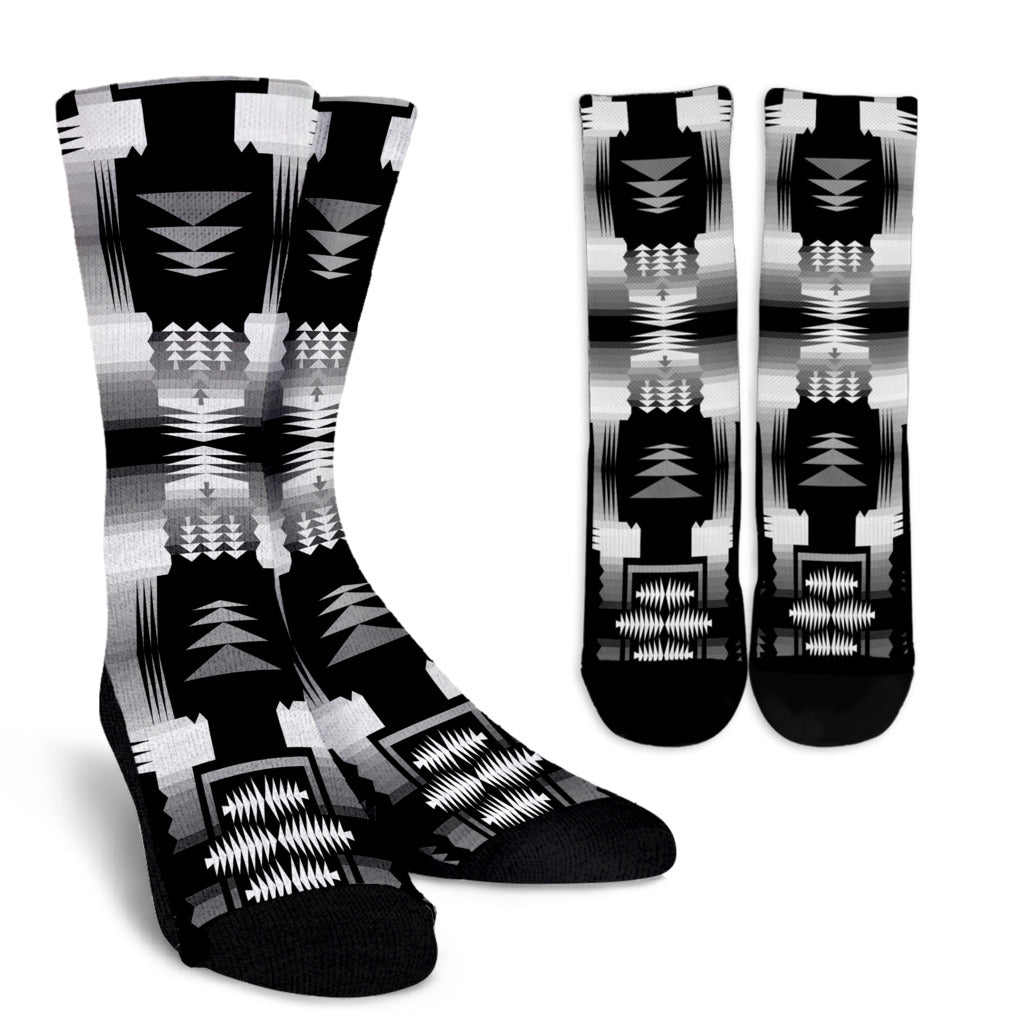 Black and White Fire Socks - Modern Style