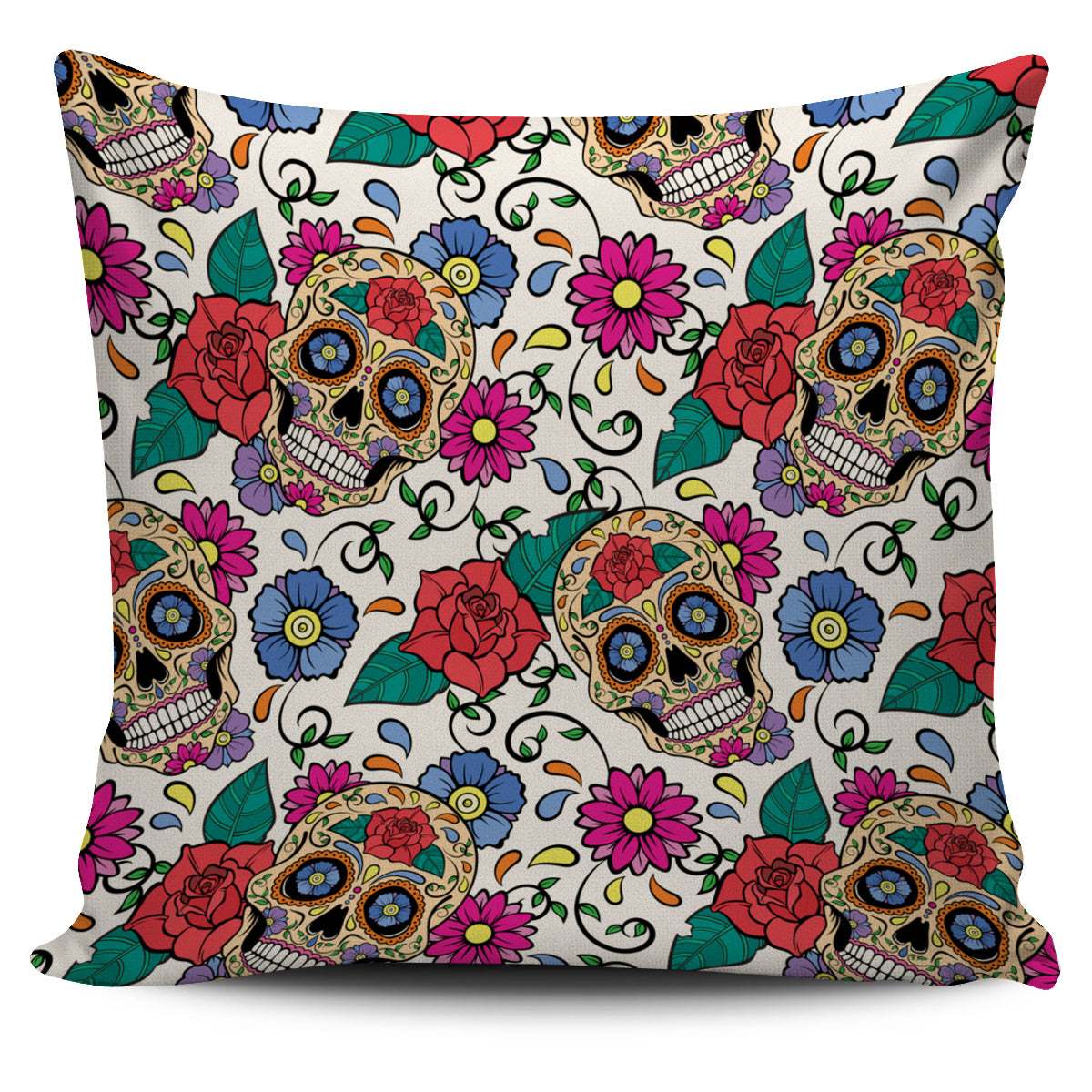 Green White Skull Pillow Cover