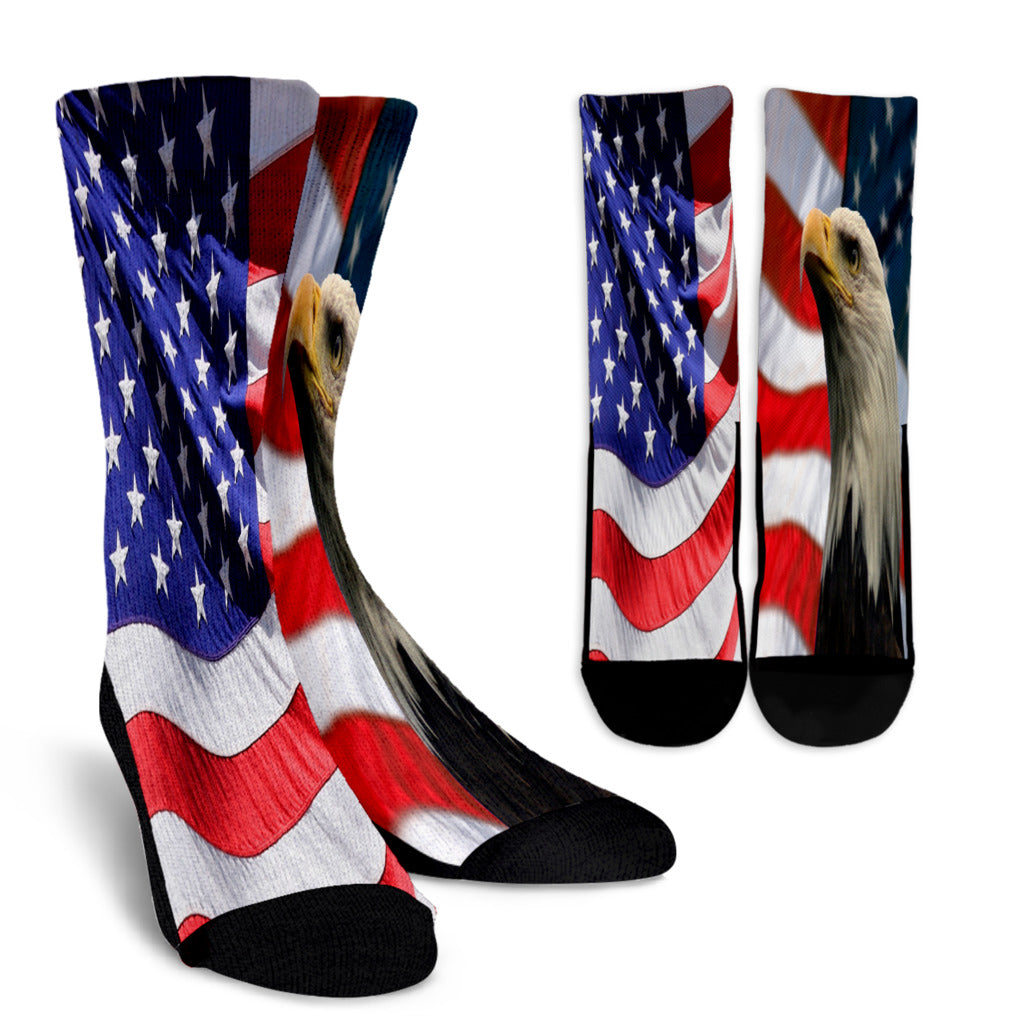 American Flag and Bald Eagle Socks - Modern Style