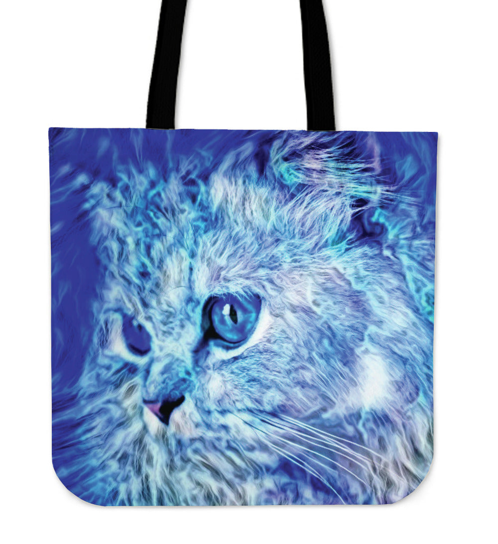 Blue Cat Tote Bag - Modern Style