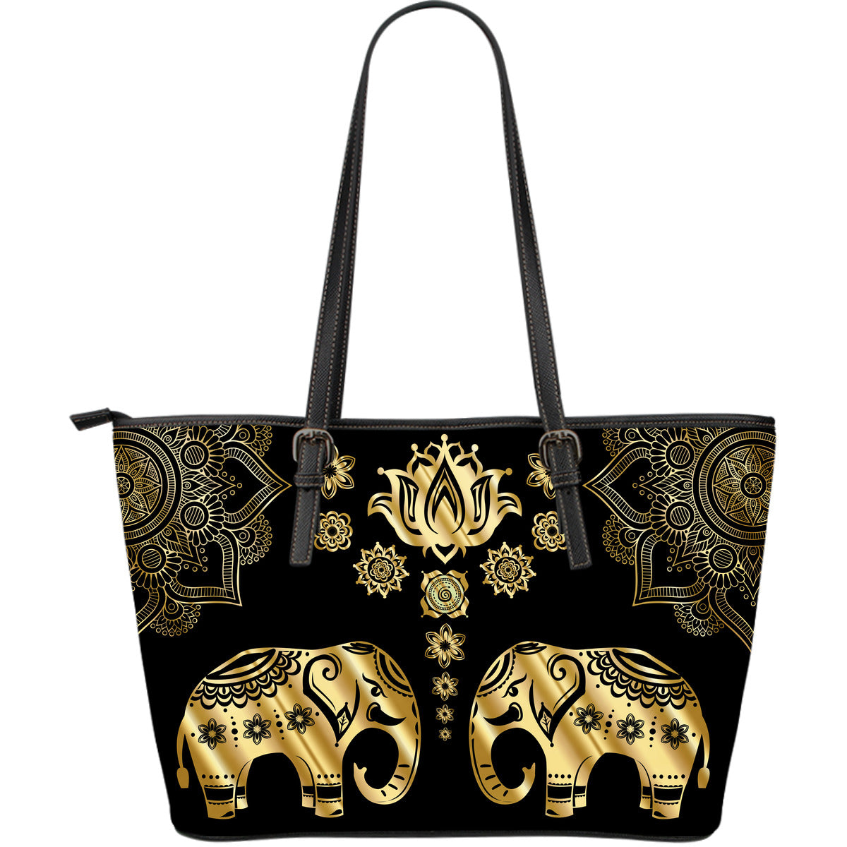 Elephant Paradise Large Leather Tote Bag - Modern Style