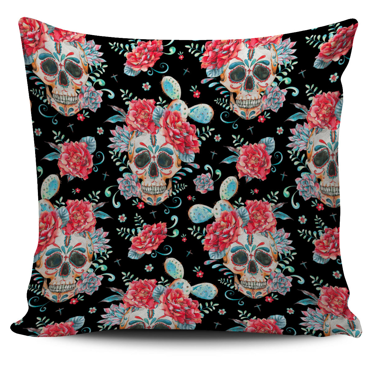 Black Red Skull Pillow Cover - Modern Style