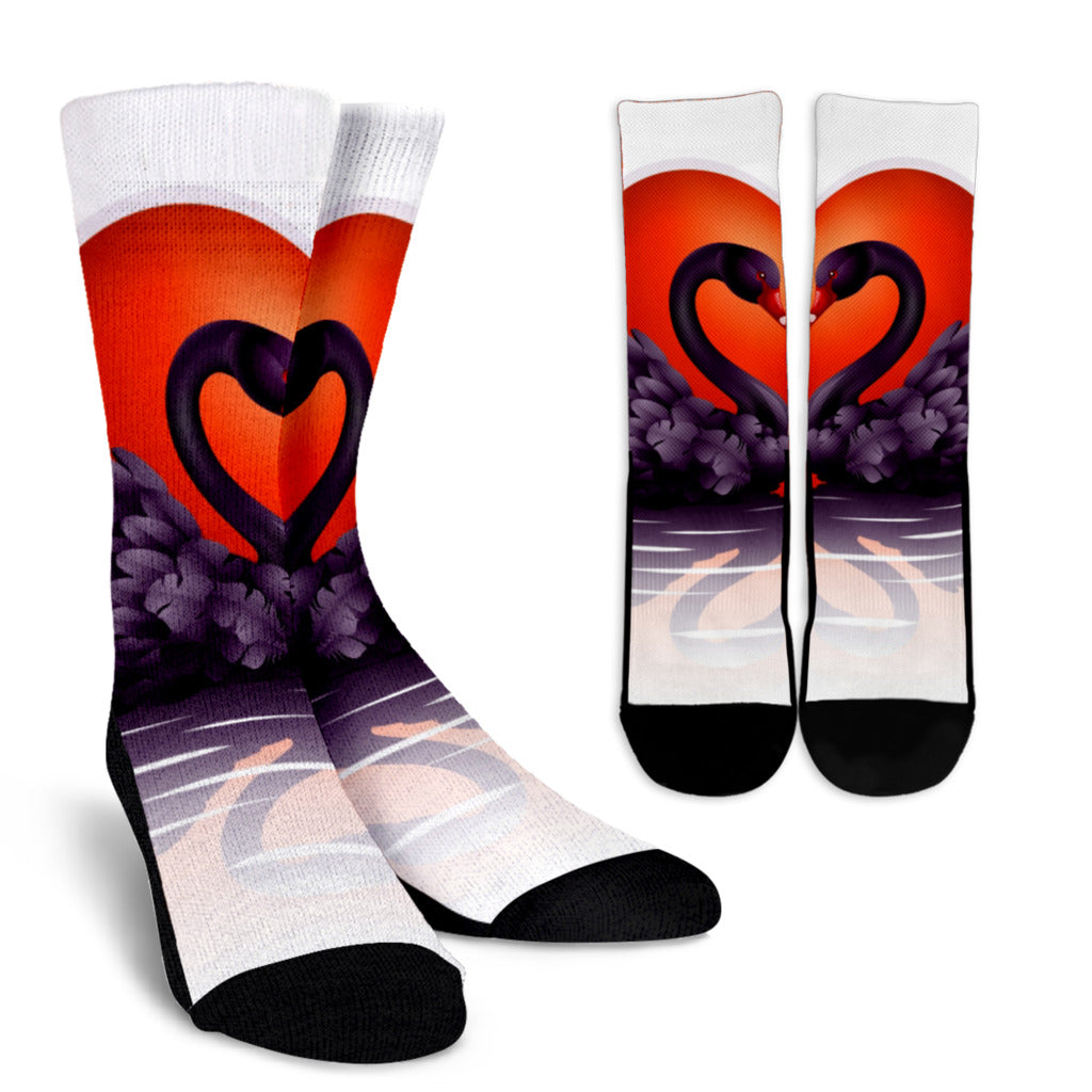 Swan Love Black Socks 