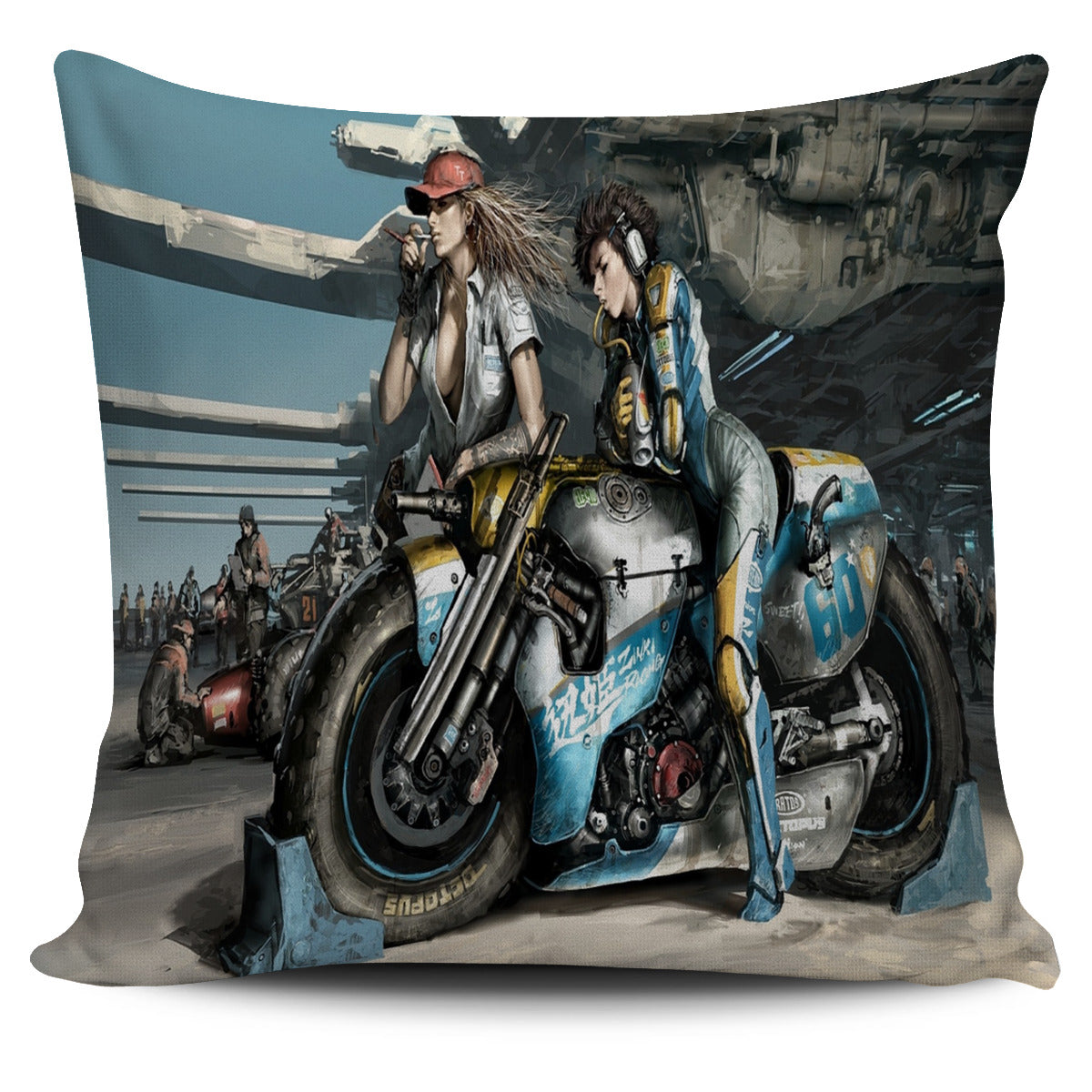Biker Fantasy Pillow Cover - Modern Style