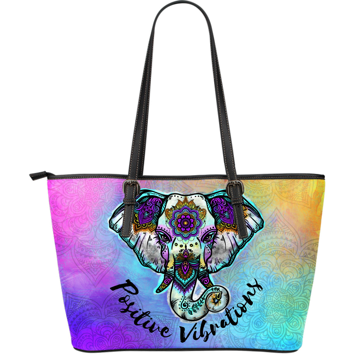Positive Vibrations Large Leather Tote Bag