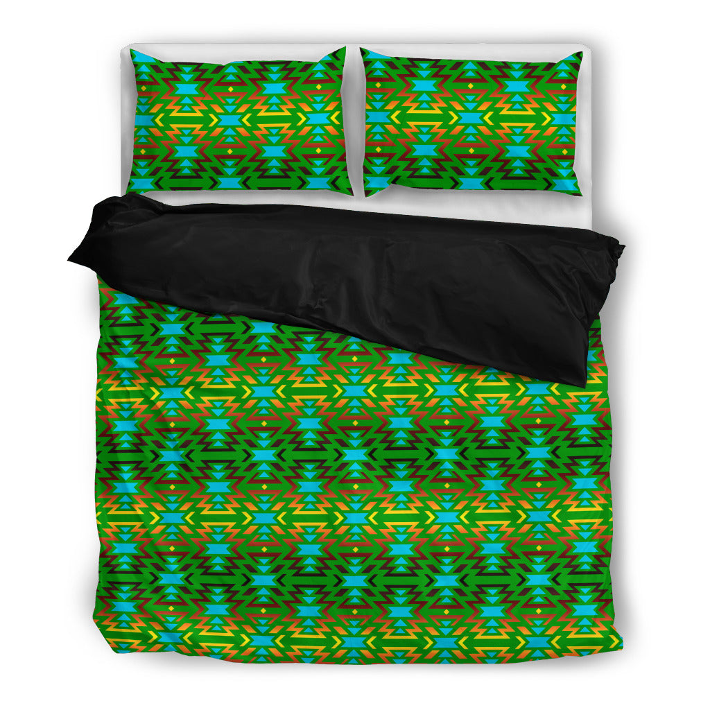 Fire Colors and Turquoise Green Bedding