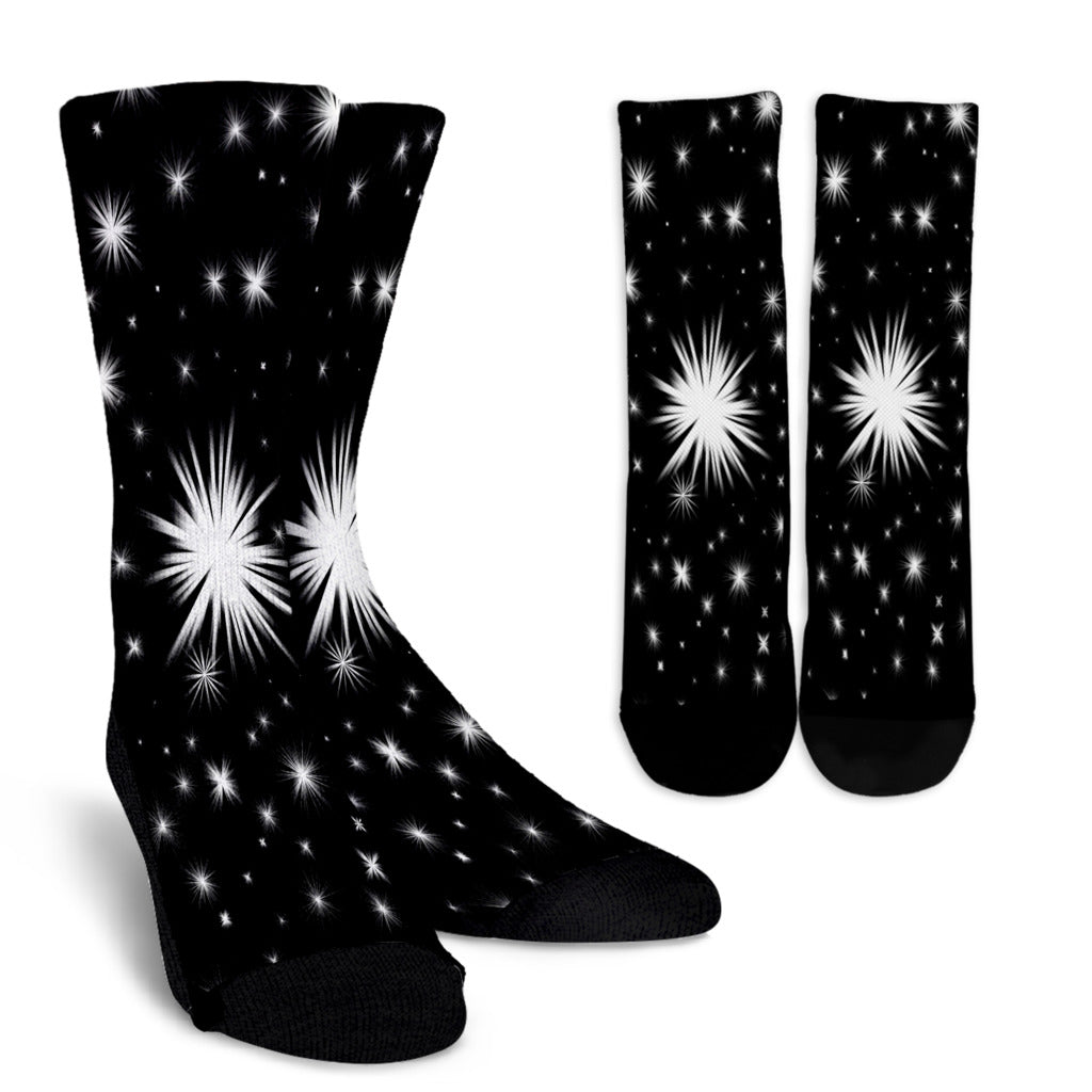 Black & White Starbursts Socks - Modern Style