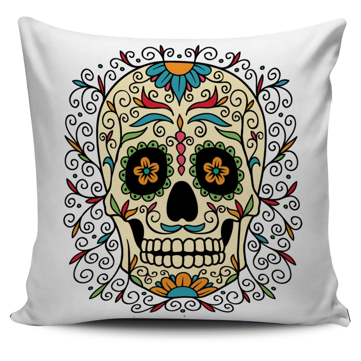 Flower Skull Pillow Cover