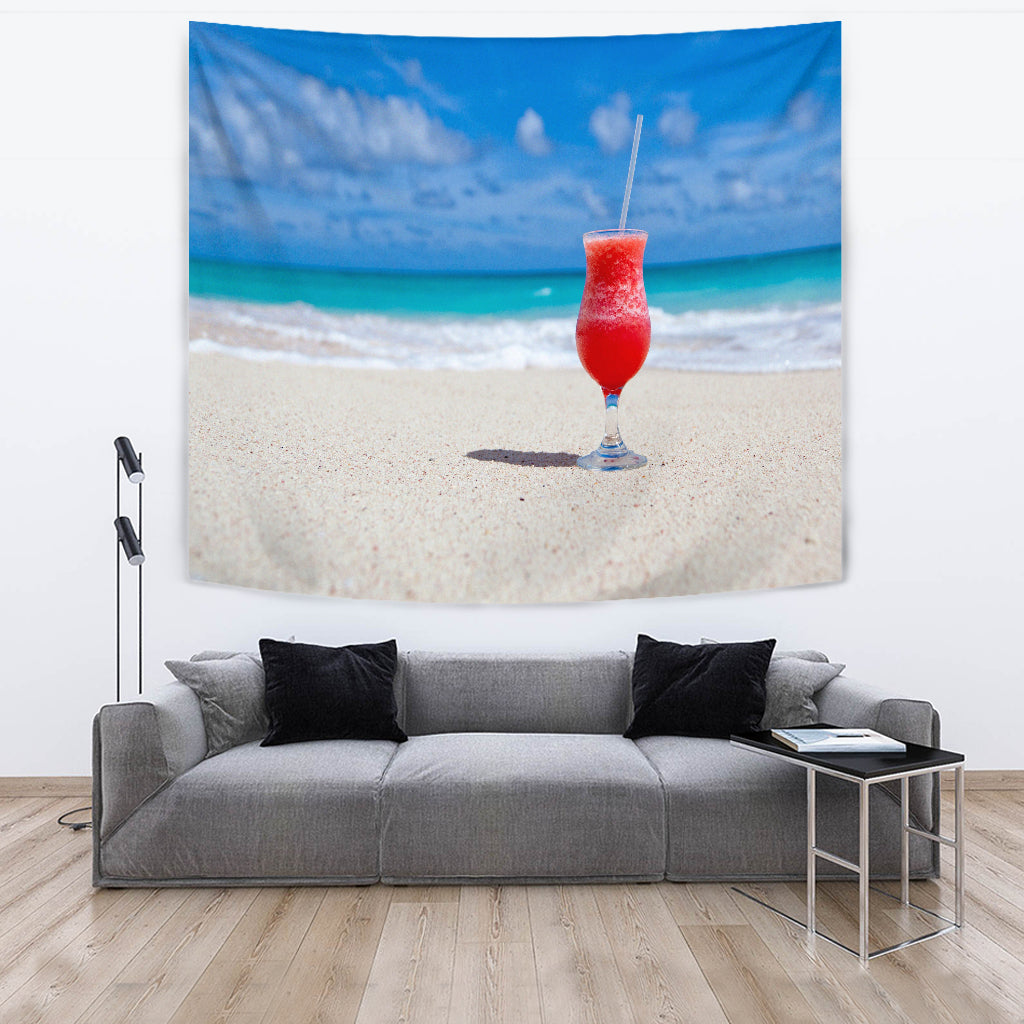 Drink On The Beach Wall Tapestry - Modern Style