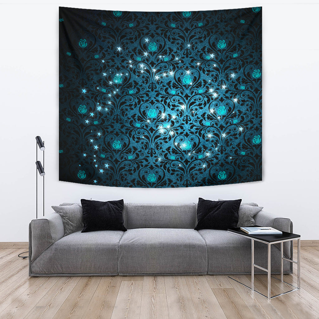 Mystical Stars Flowers Wall Tapestry
