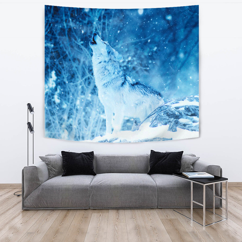 Wolf In Winter Wall Papestry