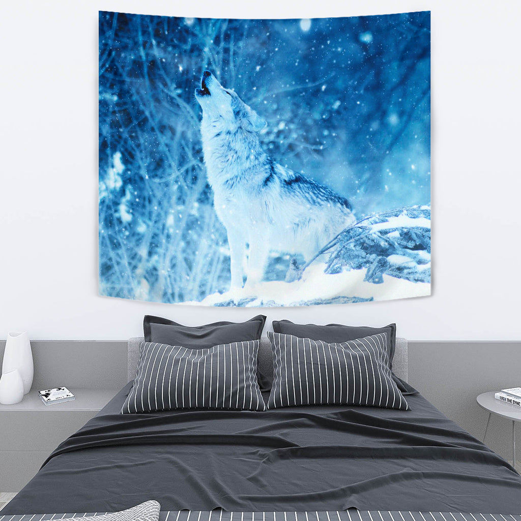 Wolf In Winter Wall Papestry