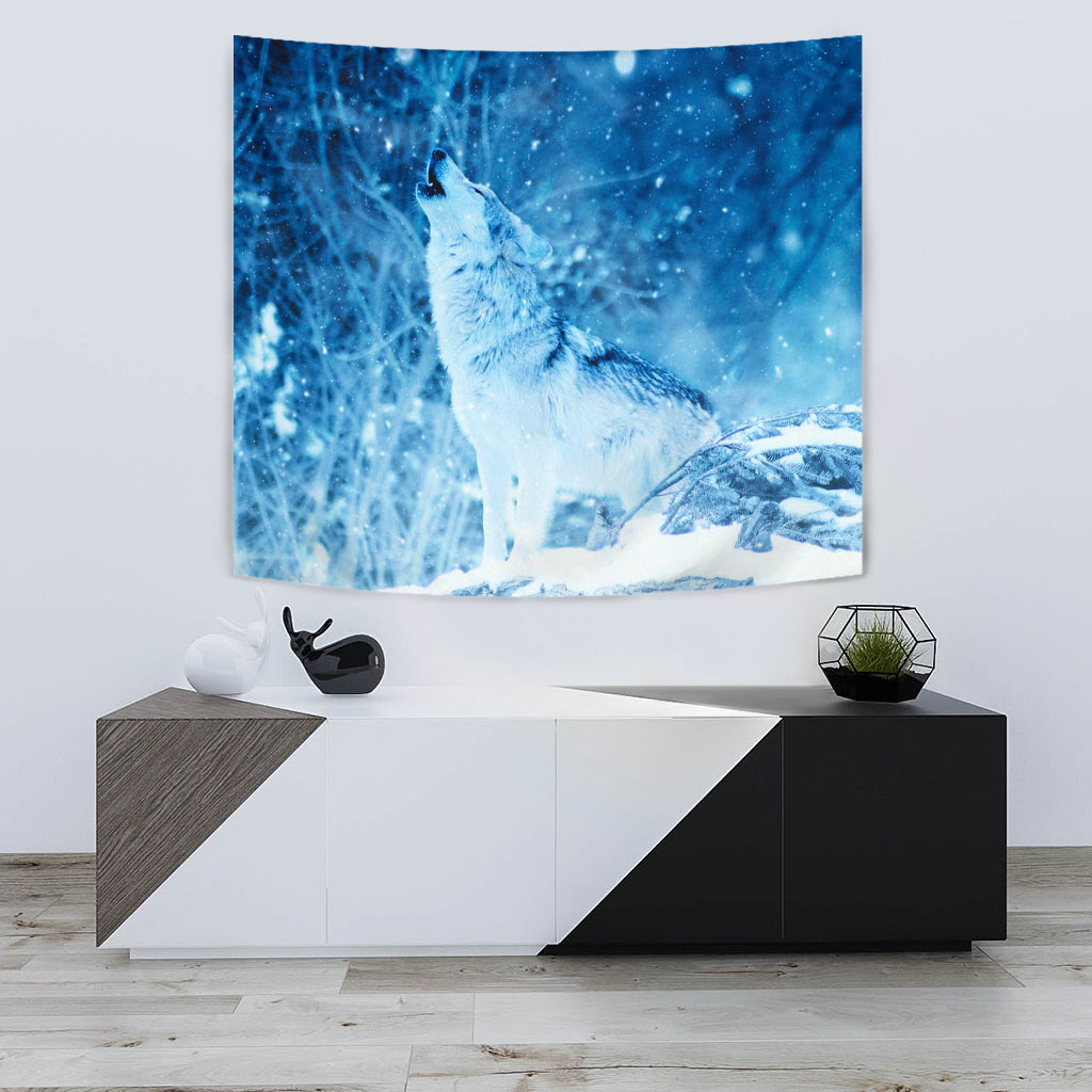Wolf In Winter Wall Papestry
