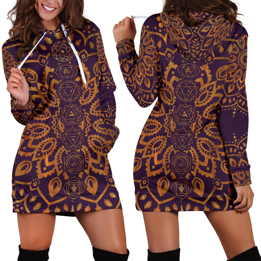 Gold Chakra Mandala Hoodie Dress