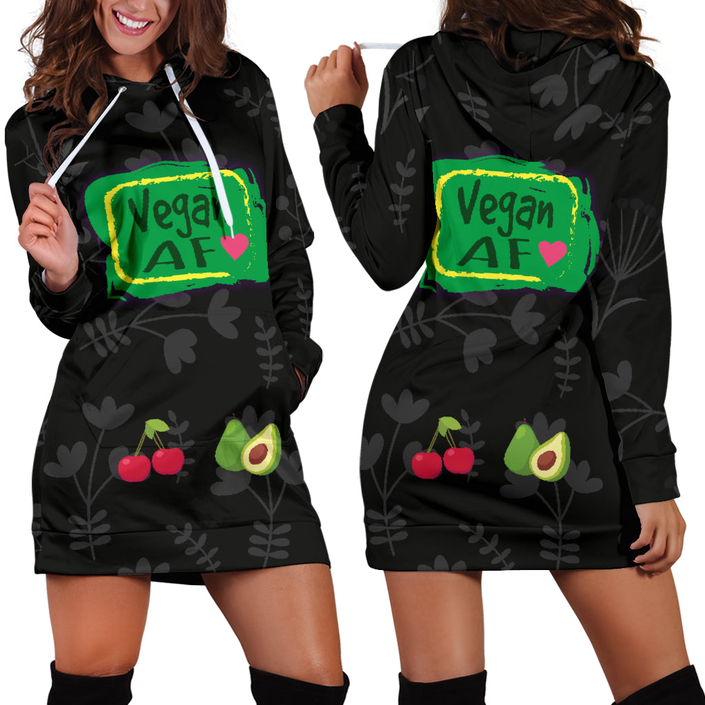 Vegan AF For Healthy Vegans Hoodie Dress 