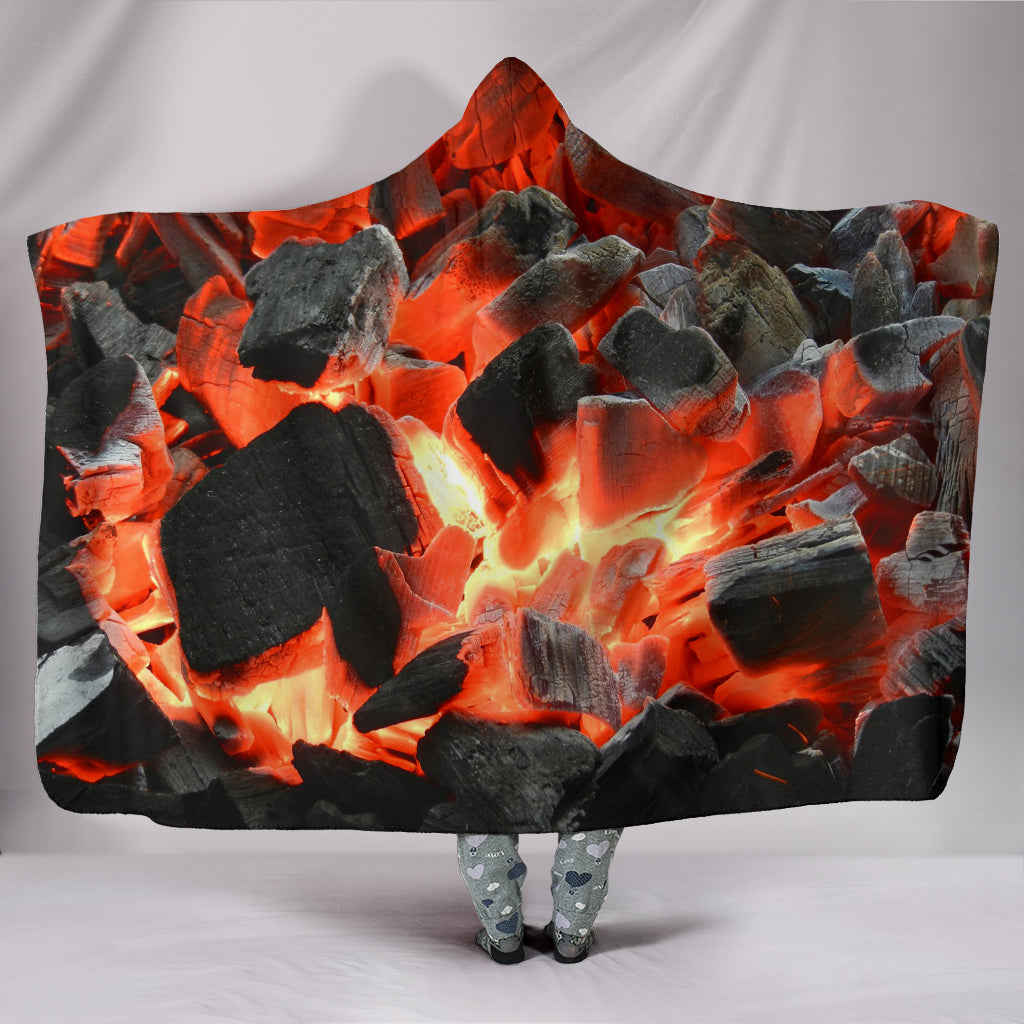 Cozy Barbecue Charcoals Plush Hooded Wearable Blanket - Modern Style