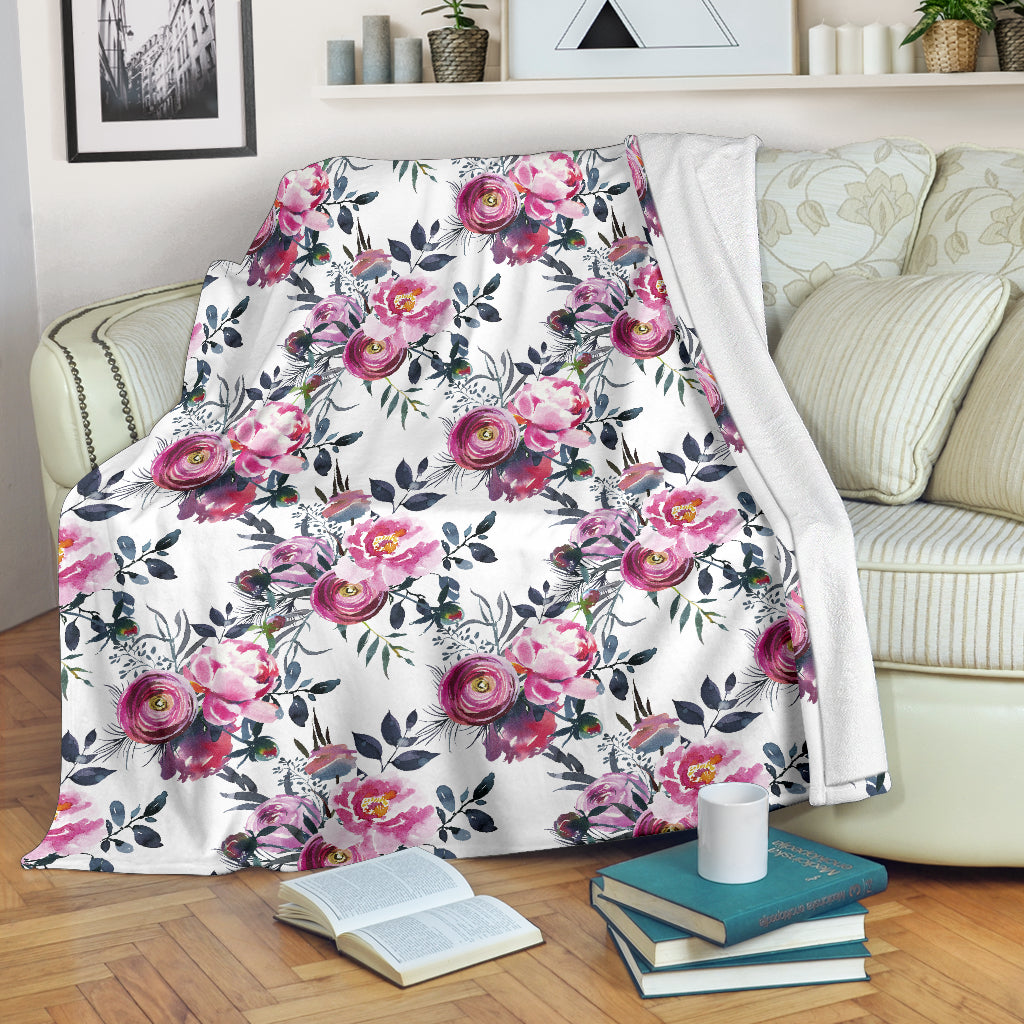 Floral Grey Roses & Peonies Blankets
