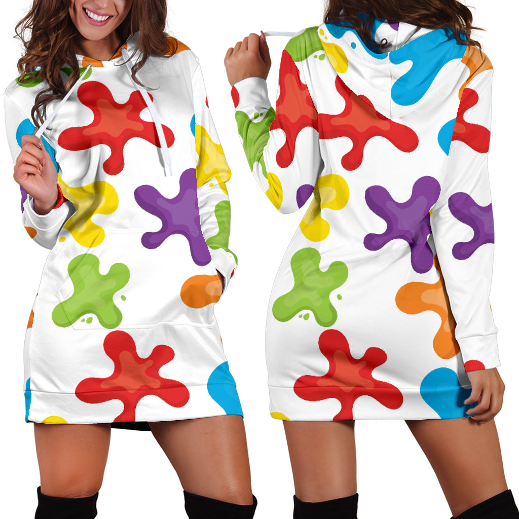 Art Splatter Hoodie Dress - Modern Style