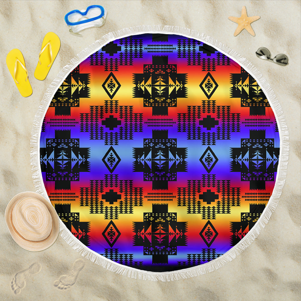 Seven Tribes Black with Sunset Beach Blanket