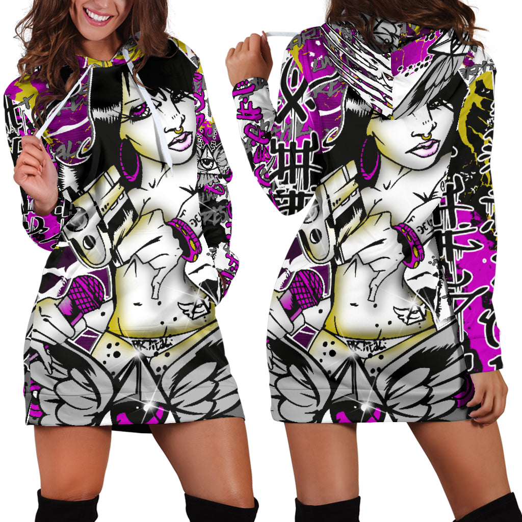 Artical Mic Check Hoodie Dress - Modern Style