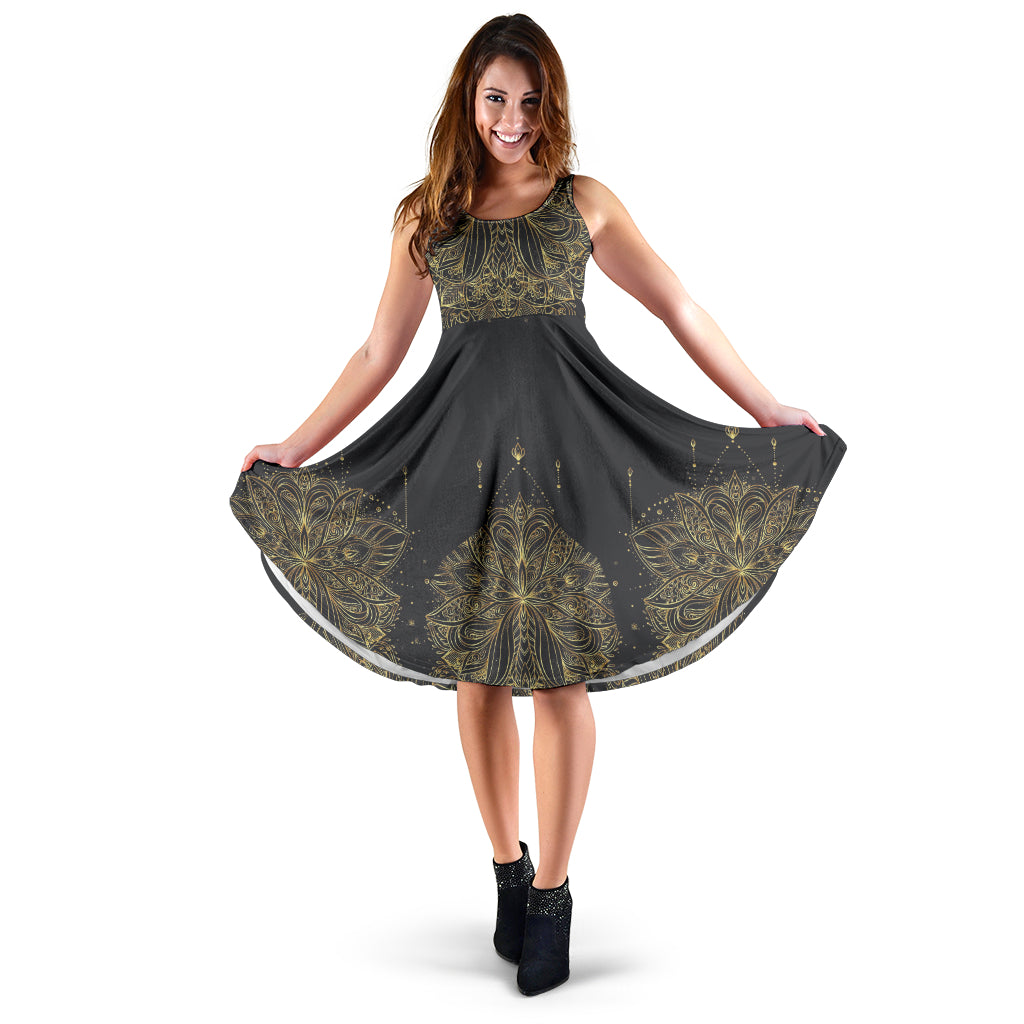 Golden Lotus Mandala 3 Dress