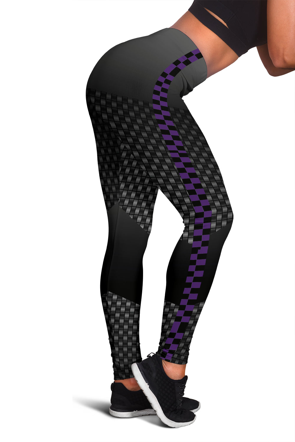 Carbon Fiber Purple Checkers Leggings - Modern Style