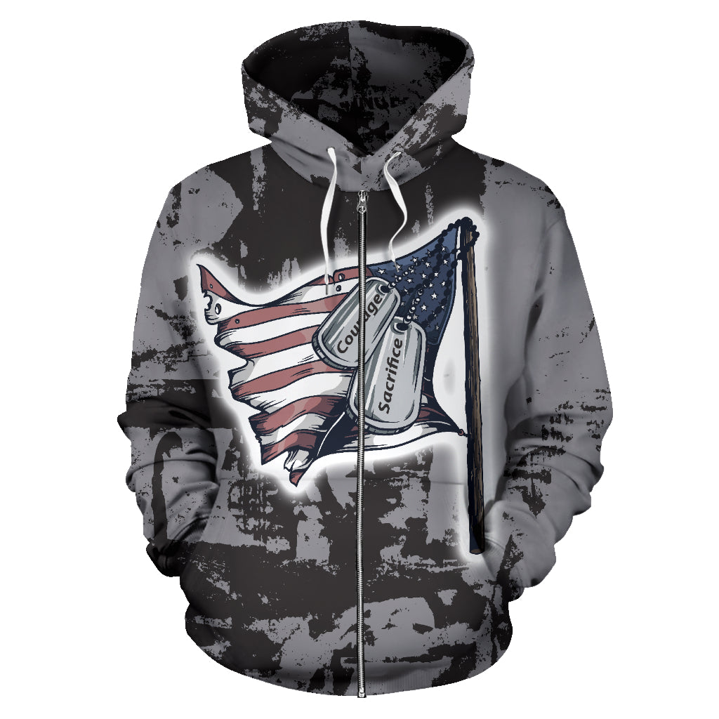 Courage and Sacrifice Zip Up Hoodie - Modern Style