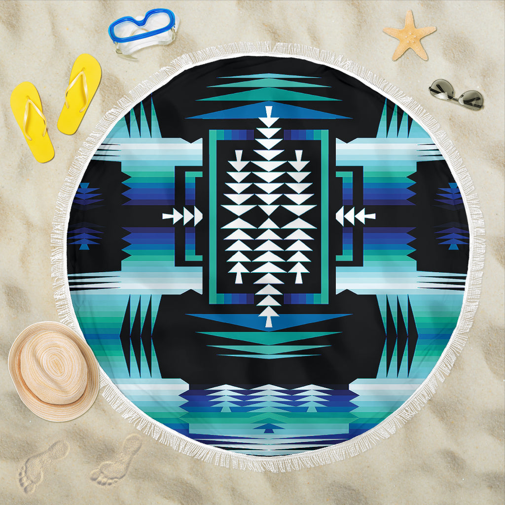 Rainy Skies Sage Centered Beach Blanket