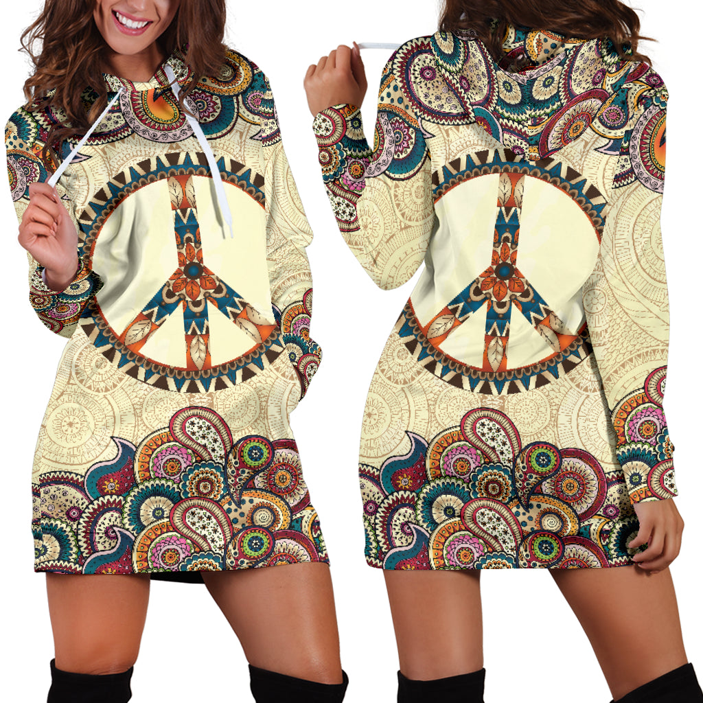 Peace and Mandala Hoodie Dress