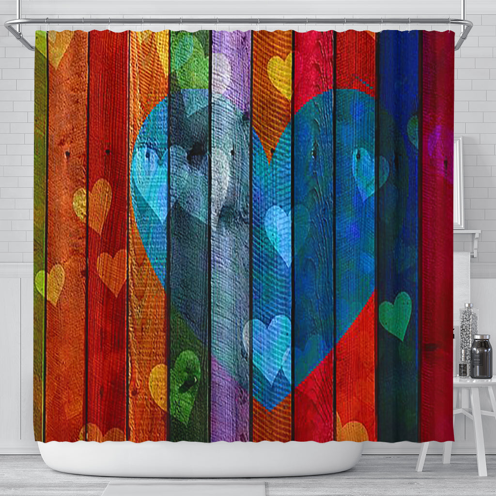 Wooden Hearts Shower Curtain