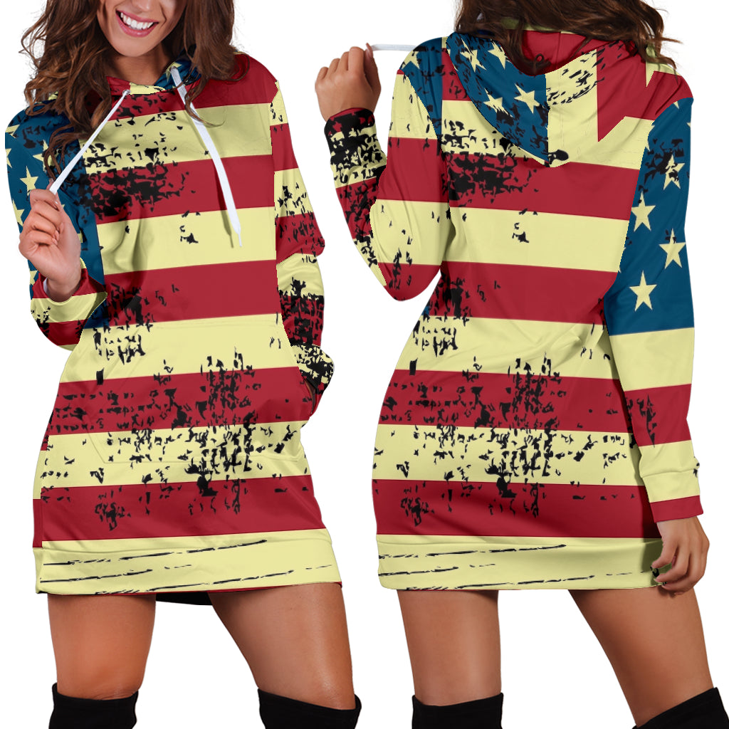 American Flag Hoodie Dress - Modern Style