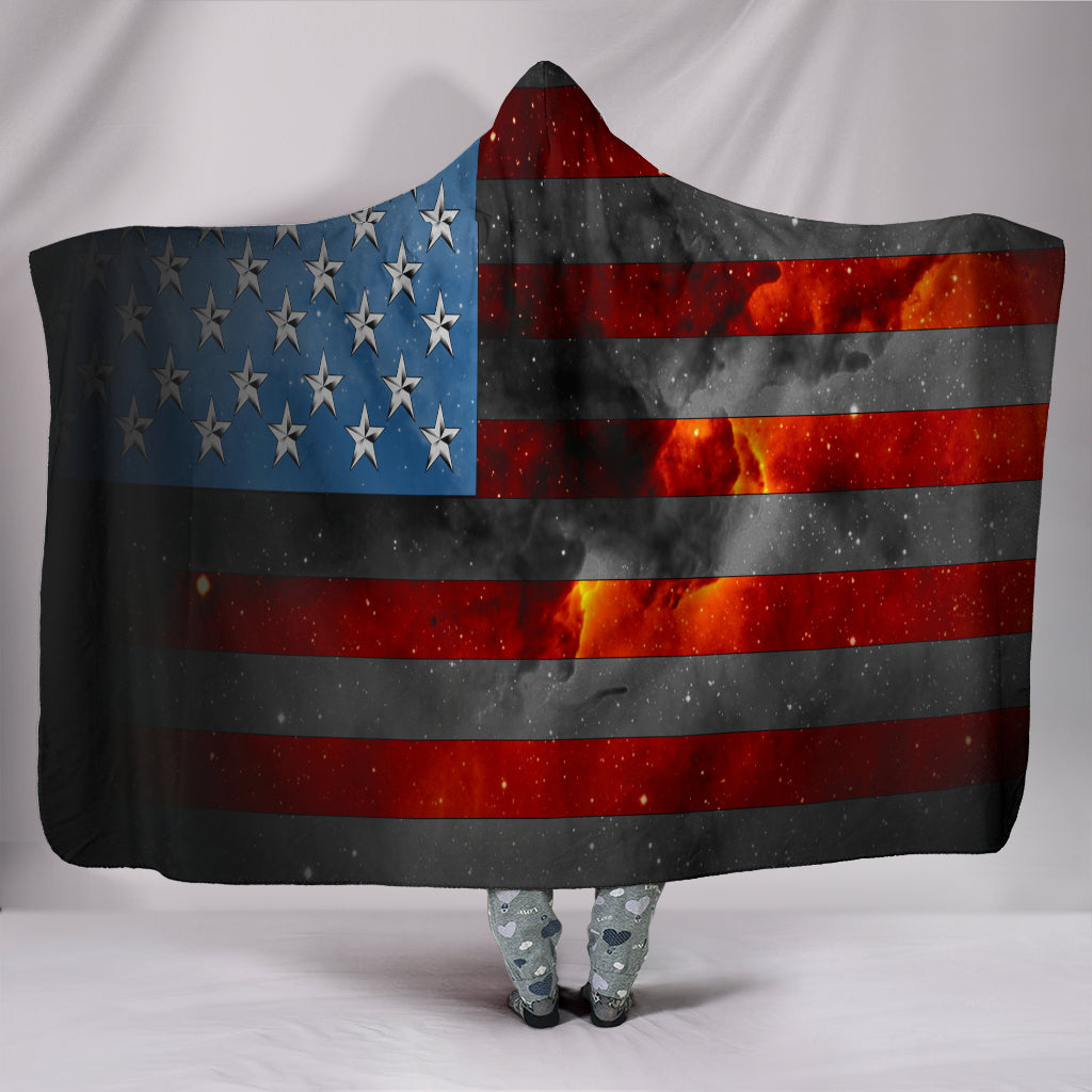 American Space Flag Hooded Blanket - Modern Style