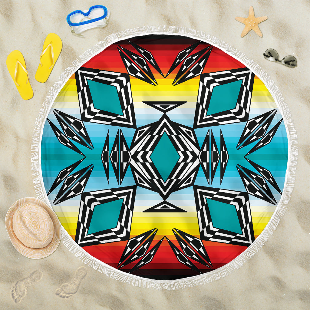 Fire and Turquoise Gradient II Beach Blanket