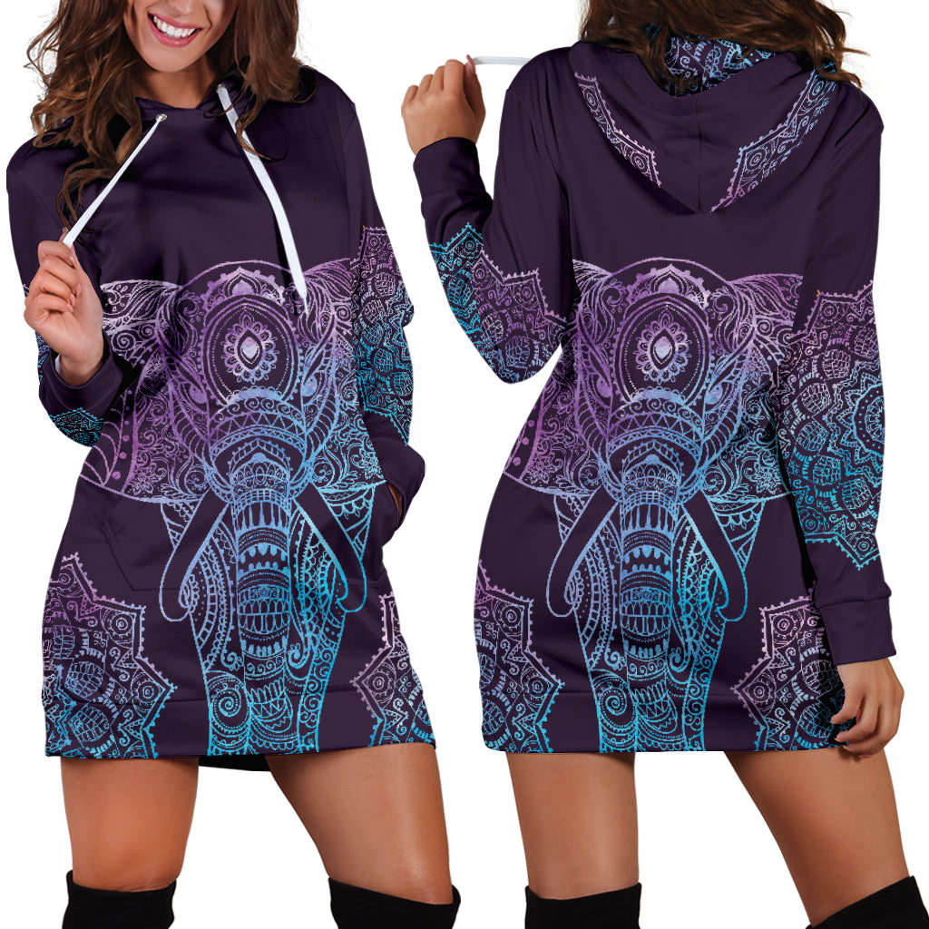 Elephant Mandala Hoodie Dress - Modern Style