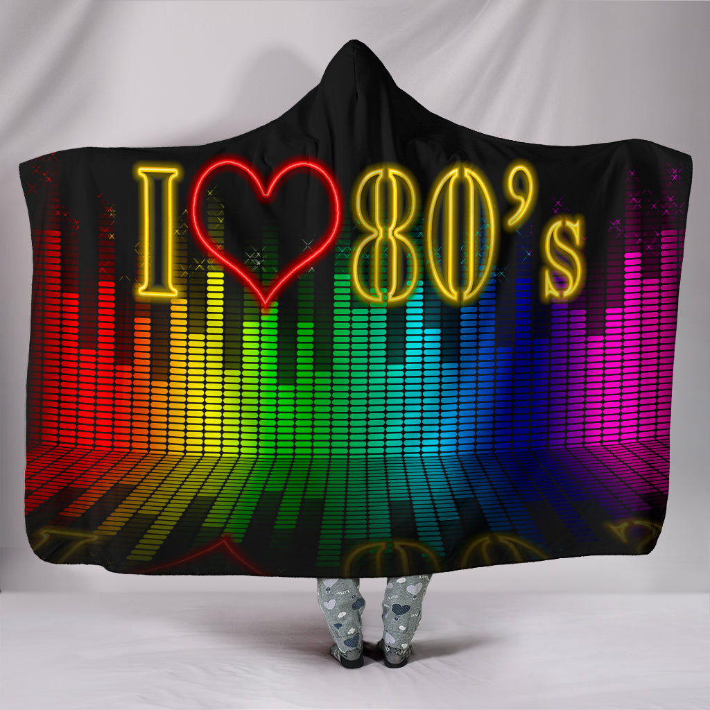 Love The 80's Plush Lined Hooded Blanket