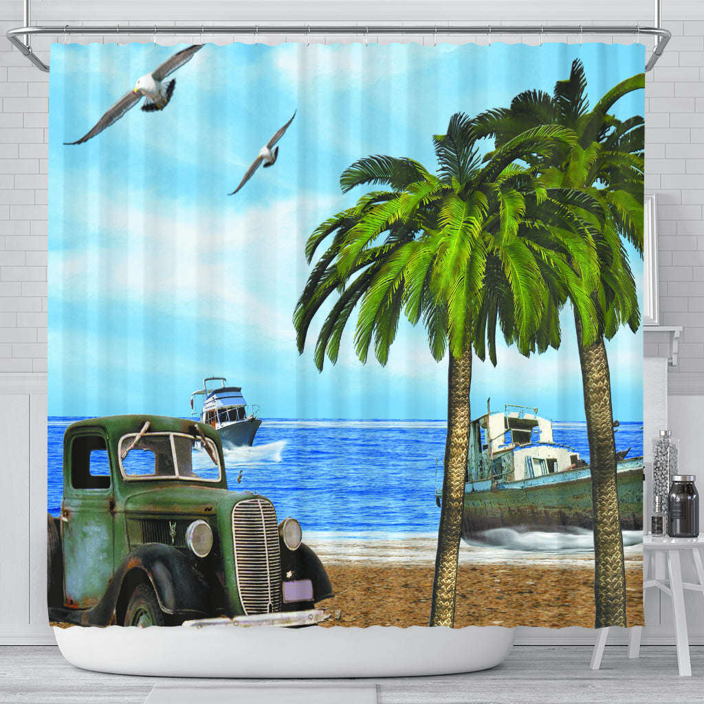 Truck And Palm Shower Curtain