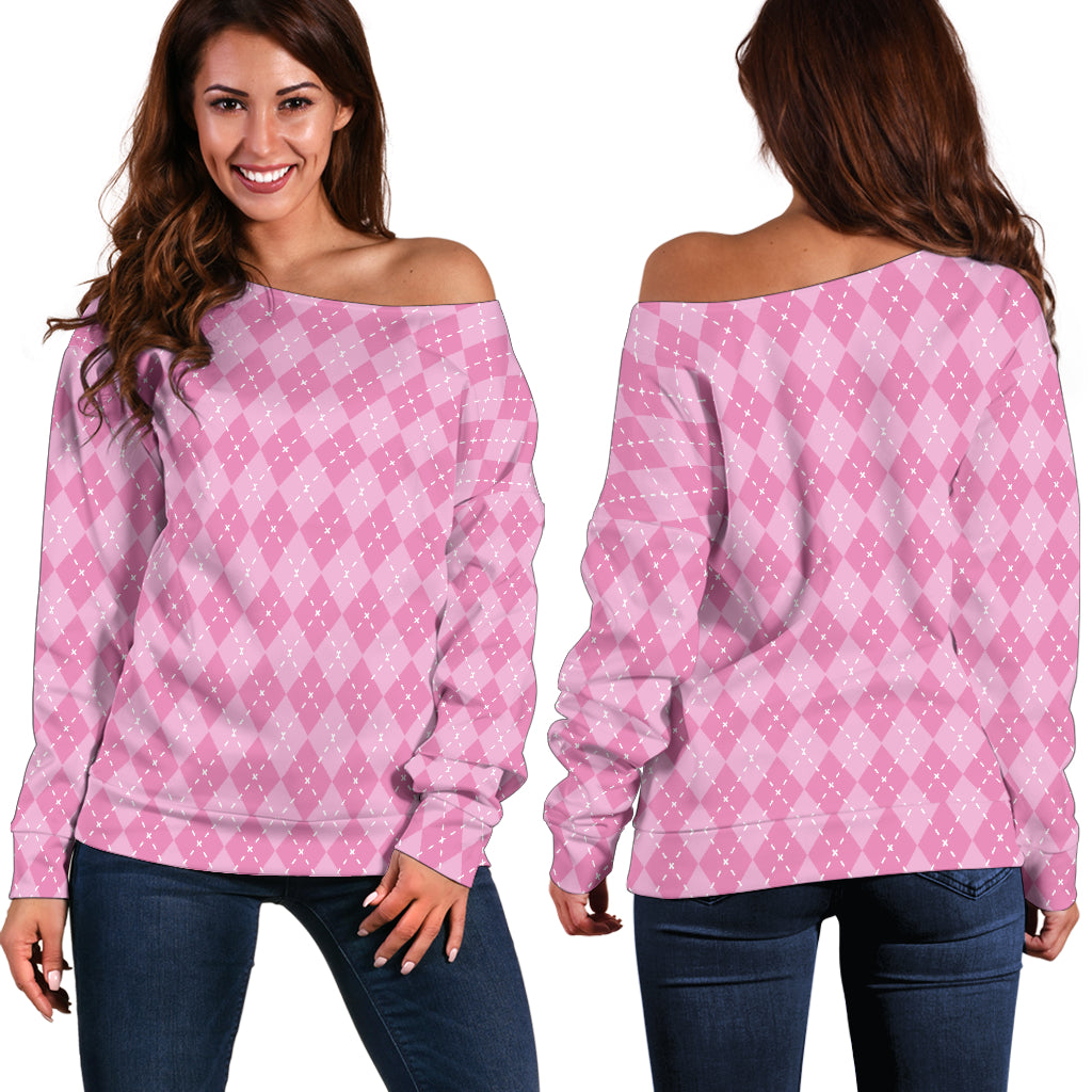 Pink Argyle Off Shoulder