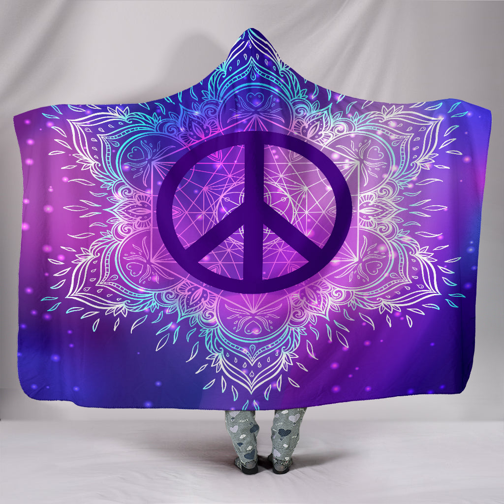 Peace Mandala Hoodie Blanket