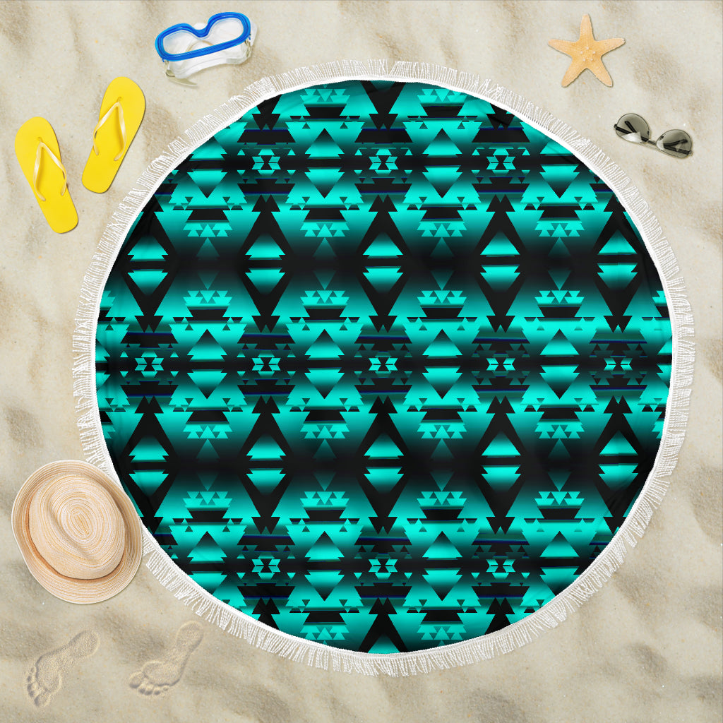 Dark Teal Winter Camp Beach Blanket - Modern Style