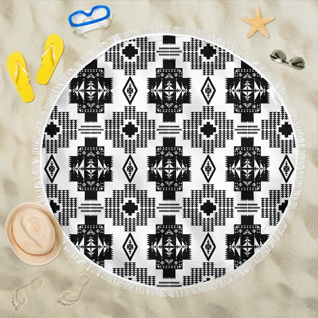 Seven Tribes White And Black Beach Blanket